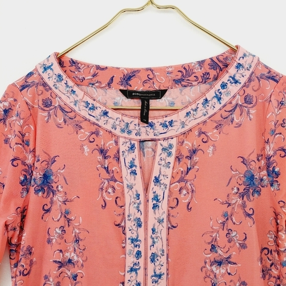 BCBGMaxAzria Shift Tunic Long Sleeve Peekaboo Bodice Mini Dress - Picture 2 of 6